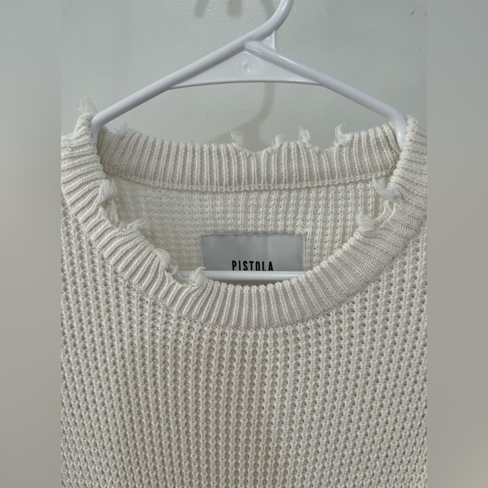 PISTOLA OLGA PULLOVER WAFFLE-KNIT COTTON CREW NECK SWEATER - INFINITY SM - Picture 8 of 9